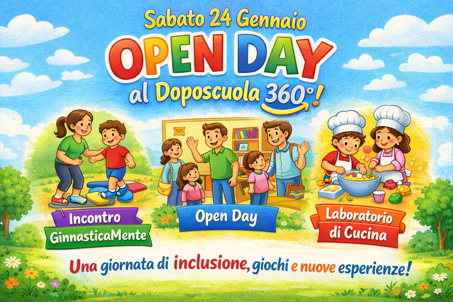 Sabato 24 gennaio: Open Day del Doposcuola 360° e una giornata di progetti e inclusione